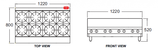 Goldstein PFB-48 Gas 8 burner Cooktop